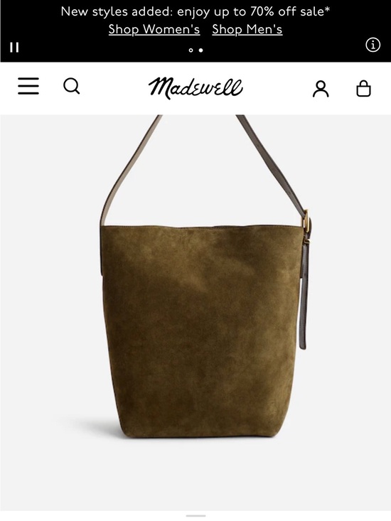Madewell Handbags - NWOT Madewell ESSENTIAL BUCKET BAG in Warm Olive suede